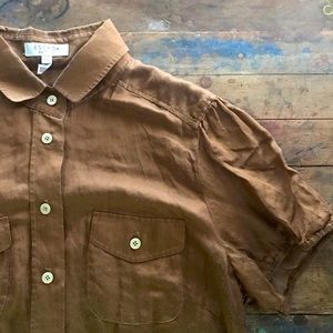 vintage Escada blouse brown puff sleeves